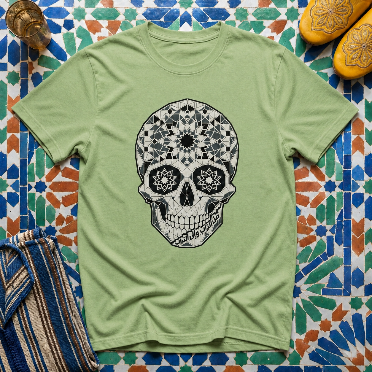 Zellige Skull — Casual T-Shirt